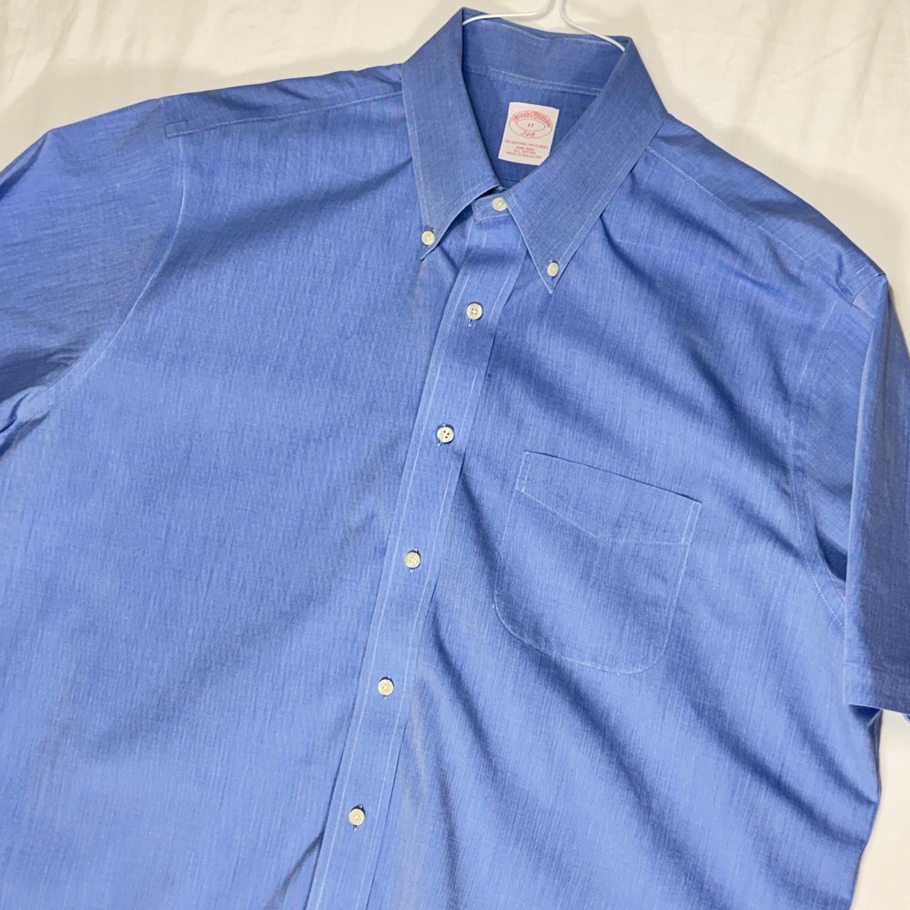 Brooks Brothers‎ 346 Mens Blue Button Down Short Sleeve Oxford Shirt Size 17